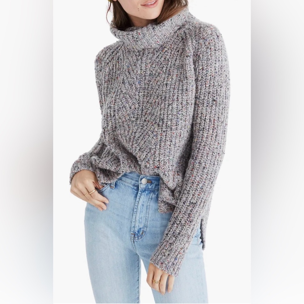 Women’s Madewell Colorfleck Ribbed Turtleneck Sweater - Picture 3 of 12